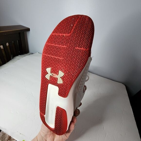 Men UA Under Armour Torch Basketball Shoes Sneakers White & Red 3020620-101 main image 4